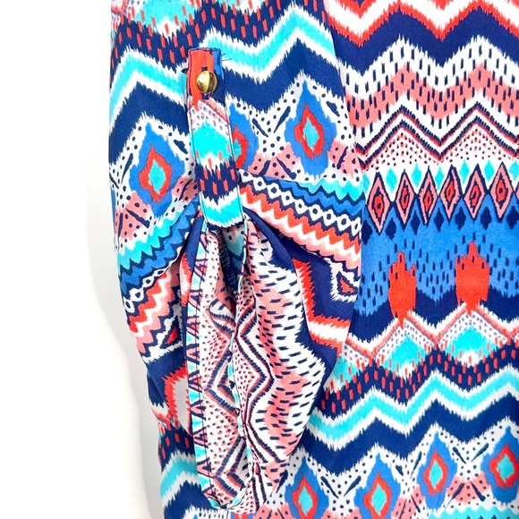 Almost Famous chevron tunic pull tab sleeve dress size XL 100% polyester - Picture 6 of 11
